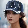 Gorra de Béisbol Deportiva Popular Unisex Transfronteriza con Forma de Gota de Agua 3D y Adornos de Pedrería, Sombrero de Sol Estilo Vintage para Viajes y Vacaciones