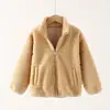 Chaqueta de forro polar para niña, nuevo estilo otoño/invierno, engrosada para abrigar, con cuello alto y cierre de cremallera, top de lana de cordero para niños, ropa para niños