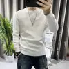 Suéter de Color Sólido para Hombre Otoño e Invierno Nuevo Ajuste Delgado Cuello Redondo Tejido Simple de Moda Juvenil de Manga Larga Punto de Invierno
