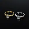 Anillo Cuadrado de Moissanita de Venta Caliente Transfronterizo, Anillo Versátil de Plata S925 de Nicho, Estilo Popular de Influencer, Fábrica Mayorista en Stock