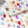 Cuentas de flor trompeta de vidrio de color degradado con agujeros pasantes, cuentas de vidrio transparentes iridiscentes de campanilla para accesorios para el cabello, pulseras, collares, hechos a mano