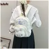 Mochila para Chicas Estilo Universitario Linda Estilo Japonés con Gato de Dibujos Animados y Diseño de Lunares, Bolsa Casual de Gran Capacidad
