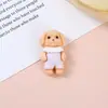 Muñeca Oso de Dibujos Animados Linda Resina DIY Tocado Perro de Anime Flocado Pasador Accesorios para Bolsos de Pareja Material