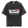 Camiseta masculina hip hop streetwear lavada preta 2024 vintage japa