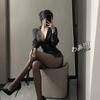 Lingerie Sexy com uma Camisa Listrada que Afina a Cintura, Estilo Puro Desejo para Mulheres Maduras, Traje Sedutor de Secretária Ol Slim-Fit