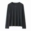 Blusa de malha feminina de manga comprida, cor sólida, gola redonda, nova, simples e elegante, para uso transfronteiriço, básica, versátil, para outono e inverno, corte solto