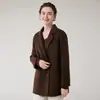 Casaco de Caxemira Dupla Face com Gola de Terno 2026 Outono/Inverno Novo Casaco de Lã Elegante Solto de Comprimento Médio Feminino