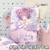 Álbum de Cartões A5 Sakura Sonho Púrpura Anime Couro Caderno de Folhas Soltas Bloco de Notas de Aparência Elevada Diário de Mão Álbum Pequeno de Armazenamento de Cartões