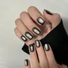 Nueva pieza de uña transfronteriza estilo europeo y americano con taladro largo cuadrado negro arte de uñas francés amor tridimensional diamante roto usar uña