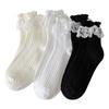 Foodelle Novo Outono e Inverno Japonês Cor Sólida Algodão Mid-tube Meias Femininas Handmade Bubble Mouth Lace Meias de Algodão Atacado