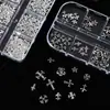 Celebridade da Internet Novos Acessórios de Unha em Liga Metálica em Formato de Cruz Item Quente Transfronteiriço Grade 12 Strass Metálicos para Unhas Retro Escuro