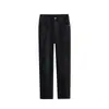 Textura Delicada, Forro de Felpa, Cálidos y Versátiles, Pantalones Cigarrillo Negros Clásicos Básicos, Jeans, Pantalones Rectos, Aspecto Adelgazante 1017
