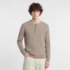 Ropa para Hombre APO Suéter de punto para hombre de manga larga holgado con cuello henley, textura texturizada, estilo old money