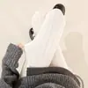Meia-calça de Algodão Branca com Recorte de Diamante Estilo Japonês para Mulheres Outono/Inverno Estilo Menina Rica JK Lolita Camada de Base Leggings Leggings para Pernas Nuas