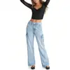 Jeans Rectos de Bolsillo Grande con Solapa Superior para Mujer de Nicho en Ebay Ropa de Trabajo Casual Holgada Versátil Pantalones Largos Rectos Transfronterizos