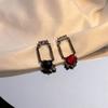 Aguja de Plata nicho oscuro Halloween encantadores pendientes de circón cadena larga de borla de alta calidad pendientes asimétricos
