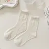 Calcetines de Verano para Mujer Cass Flor de Tulipan Calcetines de Malla Transpirables Frescos de Longitud Media Algodón Estilo Japonés ins Moda