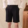 Calças casuais masculinas de comprimento médio, leves para o verão, calças respiráveis da moda, calças de cor sólida slim fit para homens jovens