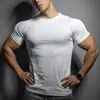 Gymshark Fitness Manga Corta para Hombre Mallas Deportivas Musculares Camiseta Elástica Estampado de Tiburón Secado Rápido Top Moderno