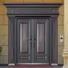 Porta de Entrada de Alumínio Fundido com Duas Folhas para Vilas de Liga de Zinco para Casas Autoconstruídas Rurais, Sala de Estar e Hall de Entrada Porta de Entrada de Quatro Vias