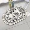 Estilo Pastoral Blanco y Negro Boceto Flor Ovalada Alfombrilla de Baño Lujo Ligero Balcón Dormitorio Imitación Cachemir Felpudo Stock Al Por Mayor