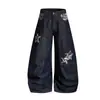 Jeans de Marca de Moda Estilo Americano Nuevas Llegadas: Pantalones Retro Holgados de Pierna Ancha con Bordado de Retazos Estampado de Leopardo y Diseño Único de Longitud al Suelo