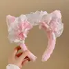 Faixa de cabeça fofa com orelhas de panda para lavar o rosto, faixa de cabeça de pelúcia de desenho animado com coroa alta para mulheres, faixa para maquiagem e lavar o cabelo, acessório de cabelo