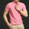 1199.6688 Camisa Polo Sin Costuras de Seda Helada para Hombre Solapa Manga Corta Camiseta Talla Grande para Hombre Negocios Verano Versión Pública Polo