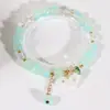 Pulseira de Pedra Natural Degradê Verde Menta/Azul Sal Marinho Estilo Ins, Design de Nicho, Acessório de Verão Fresco e Versátil