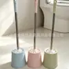 Cepillo para inodoro de color macarrón con base, cepillo de limpieza para baño del hogar de mango largo