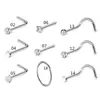 Nuevo Producto de Amazon Set Combinado de 21 Piezas para Nariz Anillo de Nariz Accesorios para Piercings Corporales Clavo para Nariz de Acero Inoxidable