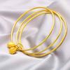 Pulsera Clásica de Tres Vidas Tres Mundos Loto Tres Círculos con Colgante de Vaina de Loto Chapada en Oro de Latón y Diseño de Ondas de Agua