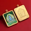 Colgante de los Ocho Santos Patronos Pintado a Mano Parcialmente con Oro Thangka de Tíbet, Colgante Thangka Dorado del Buda Natal