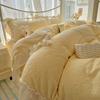 Juego de Cuatro Piezas de Terciopelo de Leche Francés Engrosado Cálido Terciopelo Coral Invierno Ropa de Cama Sábanas Funda de Edredón Terciopelo de Doble Cara Ropa de Cama Juego de Tres Piezas