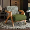 Silla Richard Estilo Chino Sofá Individual para Sala de Estar Silla de Sofá de Diseñador Balcón Retro Francés Ocio Silla de Sofá de Madera Maciza