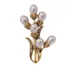 Broche de narciso vintage champán elegante broche de ramo de perlas moda pin versátil accesorios para abrigo