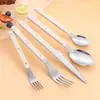 Juego de Cubiertos de Acero Inoxidable Transfronterizo, Cuchillo, Tenedor y Cuchara para Comida Occidental, Mango de Madera Imitación, Cuchillo y Tenedor para Filete, Cuchara de Mesa con Mango de Clip de Remache, Vajilla, Juego de Regalo