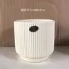 Maceta de Cerámica Estilo Europeo Retro de Pie Alto Personalidad Creativa Redonda Grande Blanco Beige Hogar Sala de Estar Balcón Uso Universal