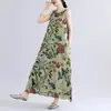 2026 Toma Real Nuevo Vestido Largo Bohemio Verano Nuevo Talla Grande Sin Mangas Cuello Redondo Vestido Estampado