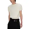 Camiseta Masculina de Tricô Cor Sólida Atacado Manga Curta Verão Respirável Solta Estilo Old Money Tricô Fresco