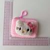 Mini bolsa para guardar auriculares con diseño de gato de dibujos animados, llavero, colgante de muñeca rosa, monedero, adornos para bolso.