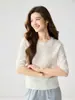 Suéter de cachemira 100% pura con cuello redondo para mujer, nuevo suéter de punto de manga corta para otoño e invierno, camisa base de color liso, holgada y versátil