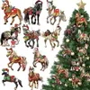 40 peças traje de decoração de Natal vaca de Natal cavalo de Natal vaca das Terras Altas decorações de madeira enfeites de árvore de Natal