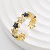 Anillo de Circonita Colorida Chapado en Oro Cobre Personalizado Moderno Transfronterizo Europeo y Americano para Mujer, Anillo Ajustable de Apertura Versátil Personalizado
