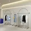 Expositor de Loja de Roupas Resistente ao Desgaste de Aço Inoxidável, Cabide Criativo em Forma de Arco para Displays de Ilha em Shoppings