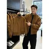 Cleanfit Chaqueta Piloto Negra para Hombre Primavera Marca de Tendencia Cuello Alto Ropa Exterior Americana High Street Corta Chaqueta de Béisbol