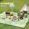 Tapete de piquenique para passeio de primavera, tapete à prova de umidade, tapete de camping Oxford impermeável e espessado para atividades ao ar livre, tecido impermeável dobrável estilo bolsa
