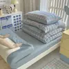 Juego de Tres Piezas de Algodón para Dormitorio para Estudiantes Universitarios, Juego de Siete Piezas para Camas Litera, Sábana Bajera de Algodón Puro, Funda de Edredón, Sábana Ajustable, Mosquitero