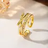 Anillo de Doble Capa Transfronterizo con un Diseño de Nicho de Lujo Ligero, Anillo de Dedo Índice de Lazo de Alta Gama, Anillo Abierto Ajustable de Moda y Personalizado