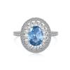 Anel de prata S925 atacado de fábrica com água-marinha, anel feminino de zircônia azul lago, anel de diamante de alto carbono, Europa e Estados Unidos transfronteiriço